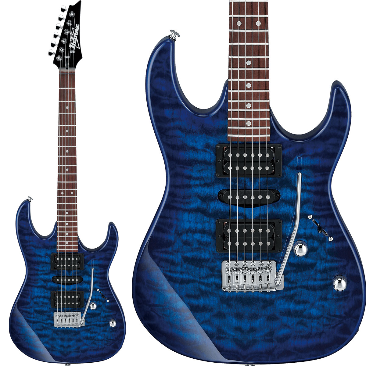 Gio Ibanez GRX70QA TBB (Transparent Blue Burst) エレキギター 